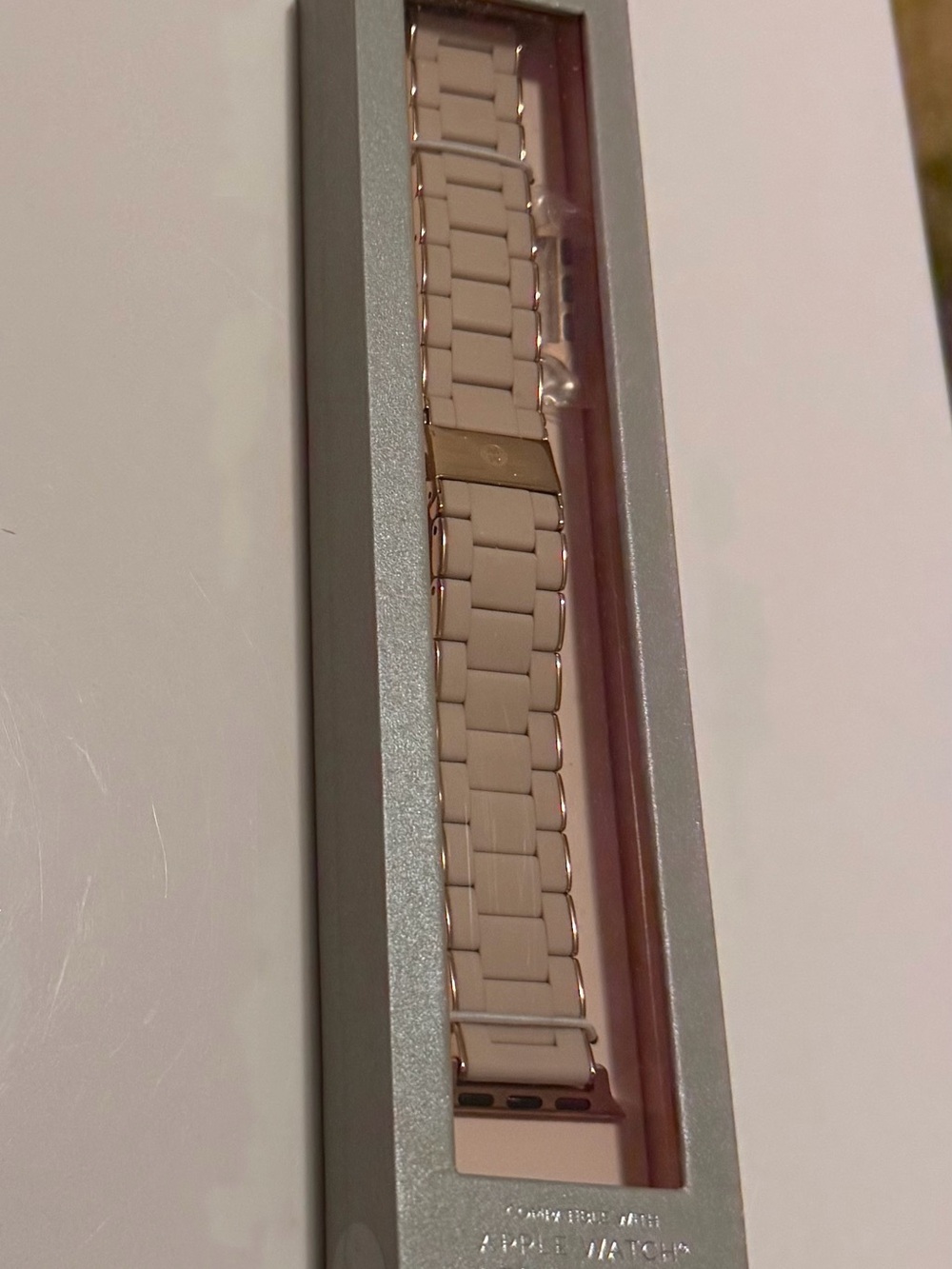 Michele Rose Gold & Blush Silicone Link Apple Watch Adapter Band - Picture 3 of 3